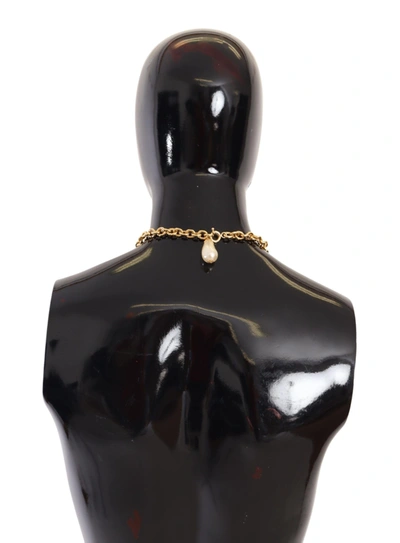 Shop Dolce & Gabbana Gold Tone Brass Fabric Crystals Women Jewelry Women's Necklace