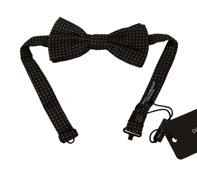 Shop Dolce & Gabbana Black Patterned Adjustable Neck Papillon Bow Men's Tie