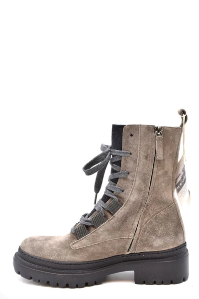 Brunello Cucinelli Ankle Boot With Chunky Sole And Pull Tab In Taupe