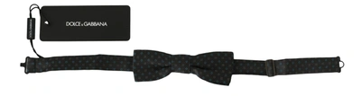 Shop Dolce & Gabbana Elegant Gray Silk Patterned Bow Men's Tie