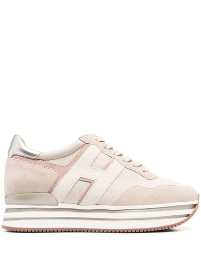 Shop Hogan Lace-up Suede Sneakers In Pink