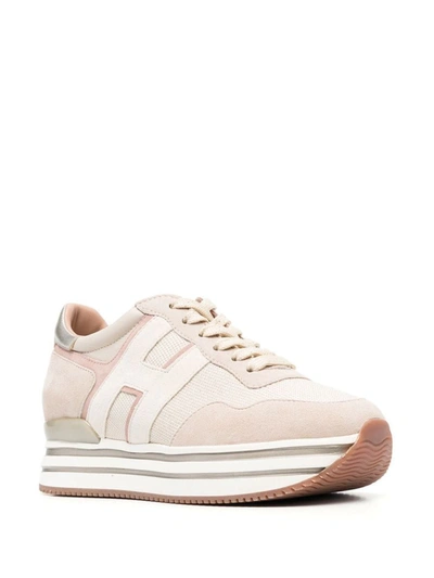 Shop Hogan Lace-up Suede Sneakers In Pink