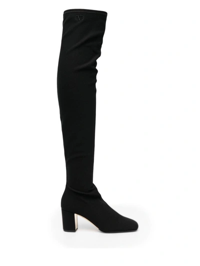 Shop Valentino Garavani Golden Walk Over-the-knee Boots In Black