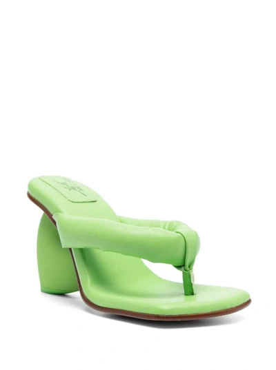 Shop Yume Yume Love Heel Thong-strap Mules In Green Vegan Leather Woman