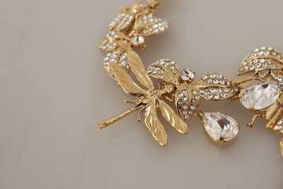Shop Dolce & Gabbana Gold Brass Floral Sicily Crystal Statement Women's Necklace