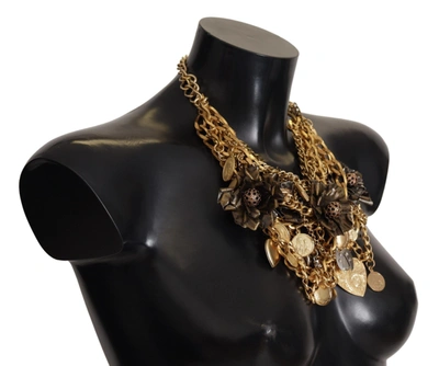 Shop Dolce & Gabbana Gold Brass Sicily Charm Heart Statement Women's Necklace
