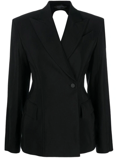 Shop Mugler Single-breasted Wool Blend Jacket In Black