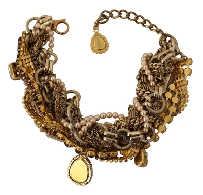 Shop Dolce & Gabbana Gold Brass Sicily Purple Crystal Women's Necklace