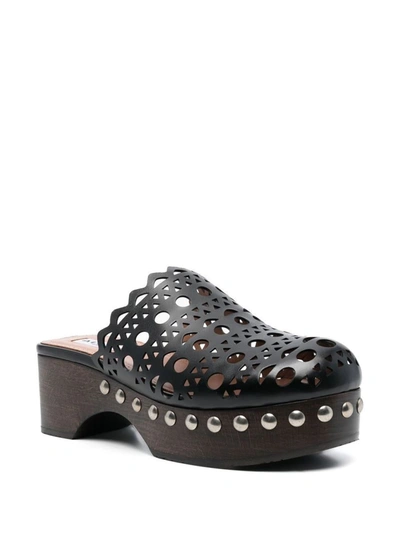 Shop Alaïa Vienne Leather Clog Mules In Black