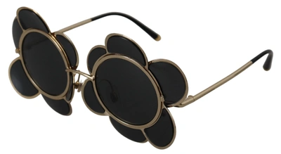 Shop Dolce & Gabbana Black Gold Special Edition Flower Form Dg2201 Women's Sunglasses