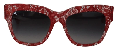Shop Dolce & Gabbana Red Lace Acetate Rectangle Shades Dg4231 Women's Sunglasses