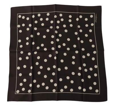 Shop Dolce & Gabbana Black Silk Dotted Square Bandana Handkerchief Men's Scarf