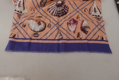 Shop Dolce & Gabbana Blue Linen Seashell Pattern Mens Wrap Shawl Men's Scarf In Multicolor