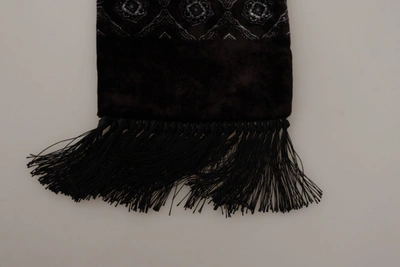 Shop Dolce & Gabbana Brown Velvet Geometric Shawl Fringe Neck Wrap Men's Scarf