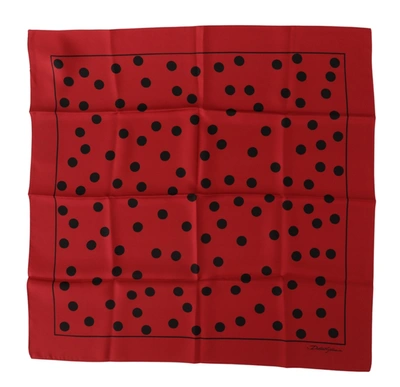 Shop Dolce & Gabbana Red Polka Dots Dg Print Square Handkerchief Men's Scarf