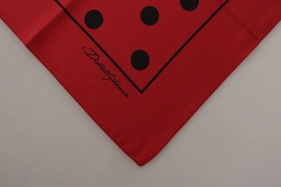 Shop Dolce & Gabbana Red Polka Dots Dg Print Square Handkerchief Men's Scarf