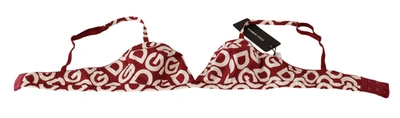 Shop Dolce & Gabbana Red White Dg Print Non Wire Cotton Bra Women's Underwear