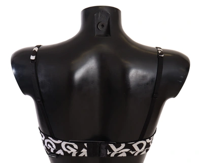 Shop Dolce & Gabbana Black White Dg Print Non Wire Cotton Bra Women's Underwear In Black And White