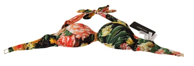 Shop Dolce & Gabbana Multicolor Floral Print Swimsuit Bikini Top Women's Swimwear