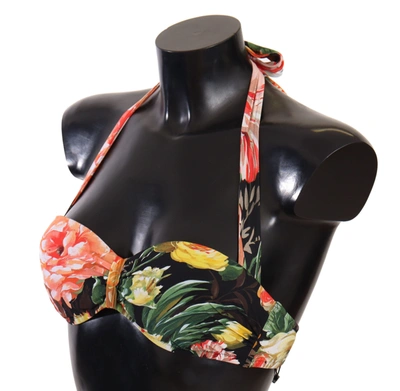 Shop Dolce & Gabbana Multicolor Floral Print Swimsuit Bikini Top Women's Swimwear