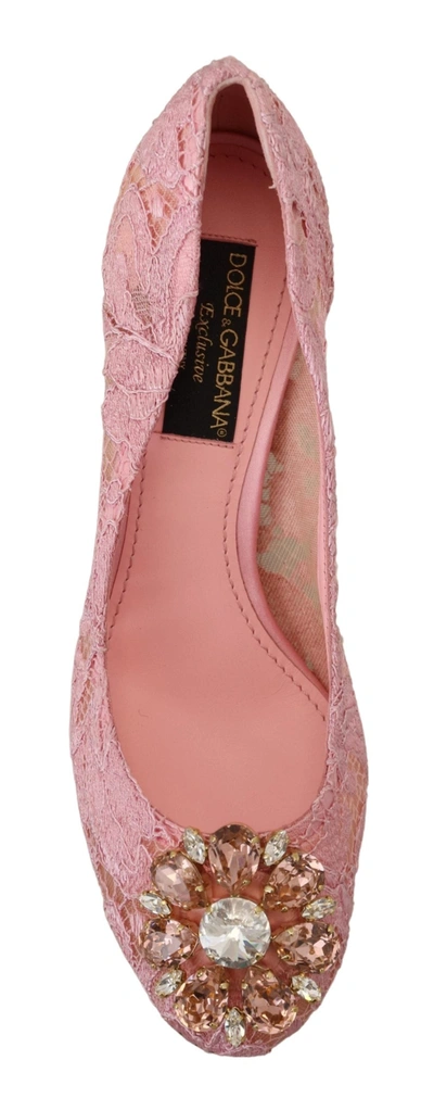 Shop Dolce & Gabbana Pink Taormina Lace Crystal Pumps Pastel Women's Shoes