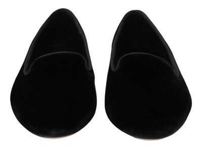 Shop Dolce & Gabbana Black Velvet Slip Ons Loafers Flats Women's Shoes