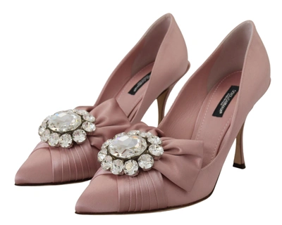 Shop Dolce & Gabbana Pink Silk Clear Crystal Pumps Classic Women's Shoes