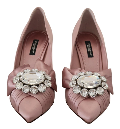 Shop Dolce & Gabbana Pink Silk Clear Crystal Pumps Classic Women's Shoes