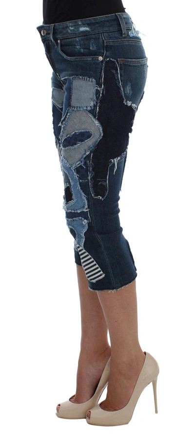 Shop Dolce & Gabbana Stretch Blue Patchwork Jeans Women's Shorts