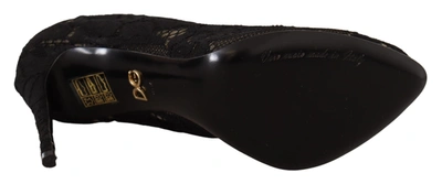 Shop Dolce & Gabbana Black Stretch Socks Taormina Lace Boots Women's Shoes