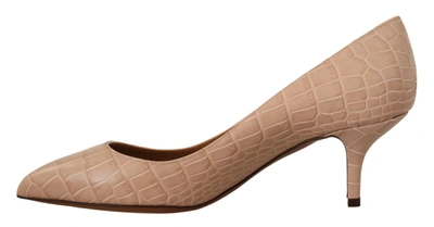 Shop Dolce & Gabbana Beige Leather Pointed Heels Pumps Women's Shoes
