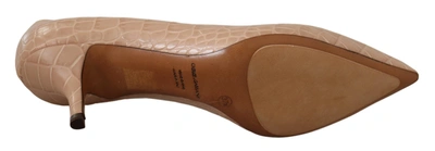 Shop Dolce & Gabbana Beige Leather Pointed Heels Pumps Women's Shoes