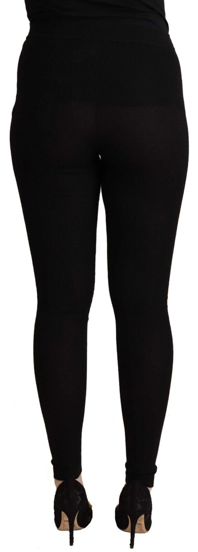 Shop Dolce & Gabbana Black Cashmere Stretch Waist Tights Women's Pants