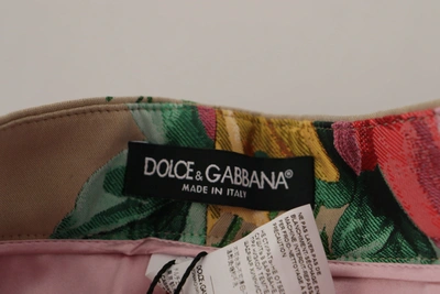 Shop Dolce & Gabbana Beige Floral Dress Formal High Waist Women's Pants