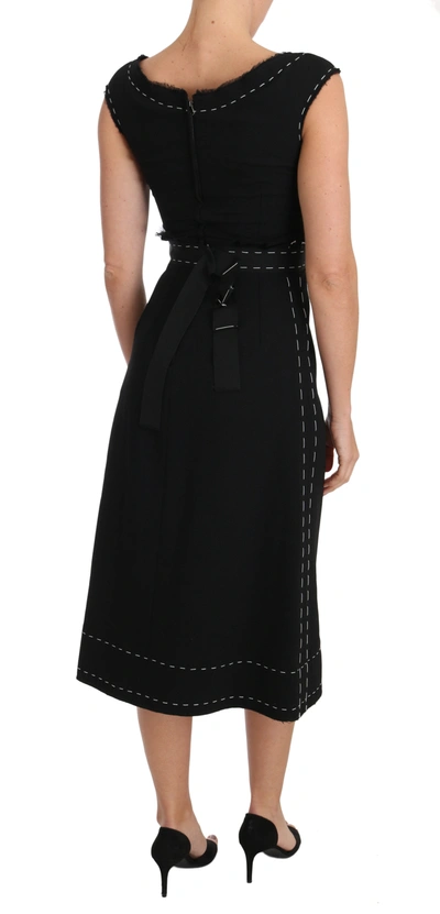 Shop Dolce & Gabbana Black Wool Stretch A-line Sheath Women's Dress