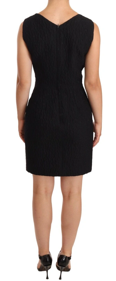 Shop Dolce & Gabbana Black Button Crystal Sleeveless Sheath Women's Dress