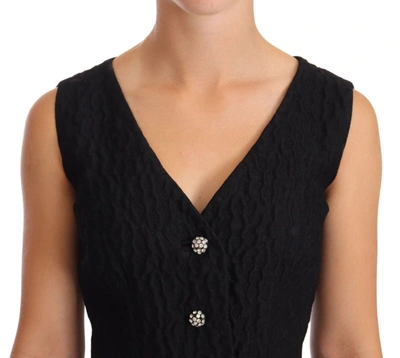 Shop Dolce & Gabbana Black Button Crystal Sleeveless Sheath Women's Dress