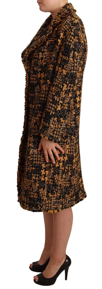 Shop Dolce & Gabbana Black Yellow  Long Cardigan Coat Women's Jacket