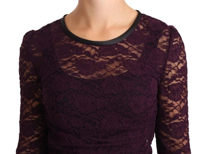Shop Dolce & Gabbana Purple Lace Long Sleeve Top Women's Blouse