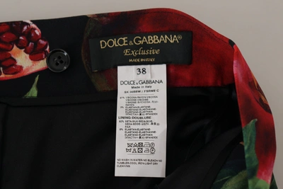 Shop Dolce & Gabbana Black Red Fruit Stretch Wrap Women's Skirt In Black And Red