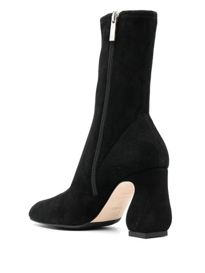 Shop Si Rossi Stretch Suede Heel Ankle Boots In Black