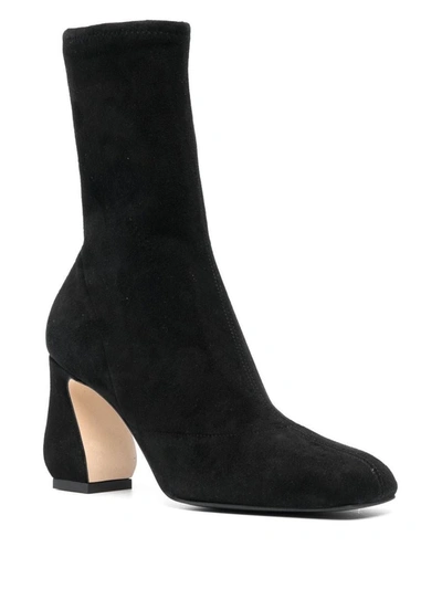 Shop Si Rossi Stretch Suede Heel Ankle Boots In Black