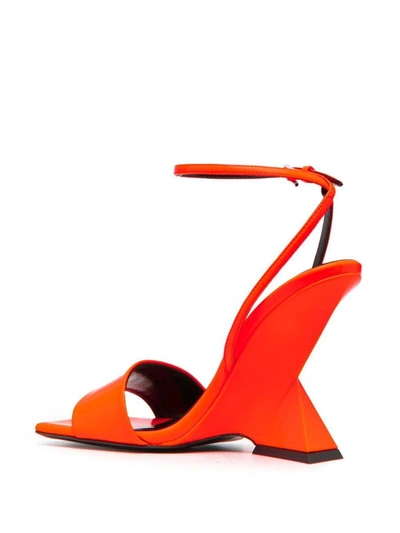 Shop Attico The  Cheope Synthetic Patent Sandals In Orange