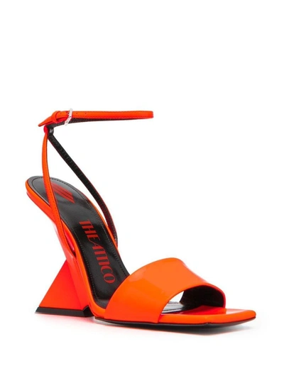Shop Attico The  Cheope Synthetic Patent Sandals In Orange