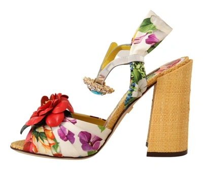 Shop Dolce & Gabbana Multicolor Crystal Keira Sandals Silk Women's Shoes