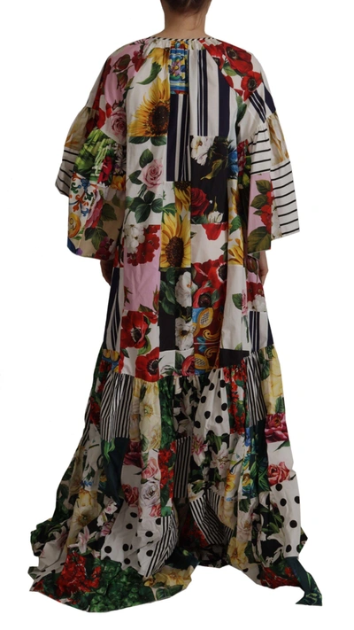 Shop Dolce & Gabbana Multicolor Maxi Kaftan Patchwork Poplin Floral Women's Dress