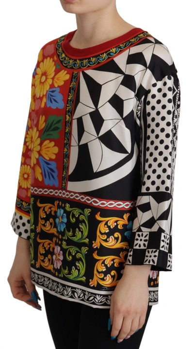 Shop Dolce & Gabbana Multicolor Printed Baroque Loose Long Women's Sleeve