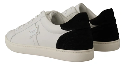 Shop Dolce & Gabbana White Suede Leather Low Tops Men's Sneakers