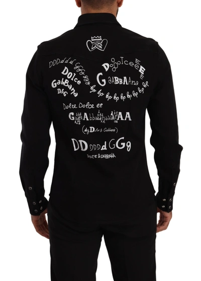 Shop Dolce & Gabbana Slim Fit Casual Black Designer Men's Shirt
