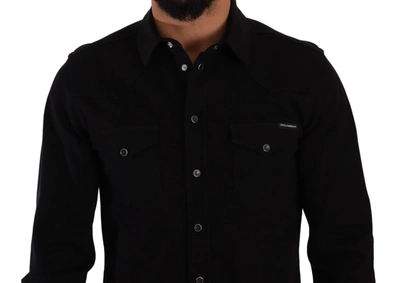 Shop Dolce & Gabbana Slim Fit Casual Black Designer Men's Shirt